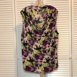 Jones Studio Multicolor Abstract Floral Cowl Neck Sleeveless Women Blouse